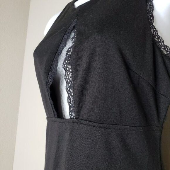 Socialite lace trim keyhole bodycon dress black size small - Picture 6 of 16